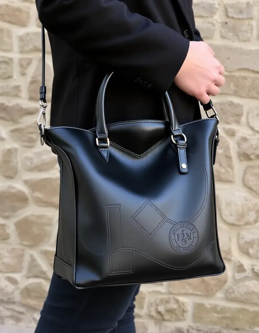 Borsa stile medico in pelle nera spaziosa
