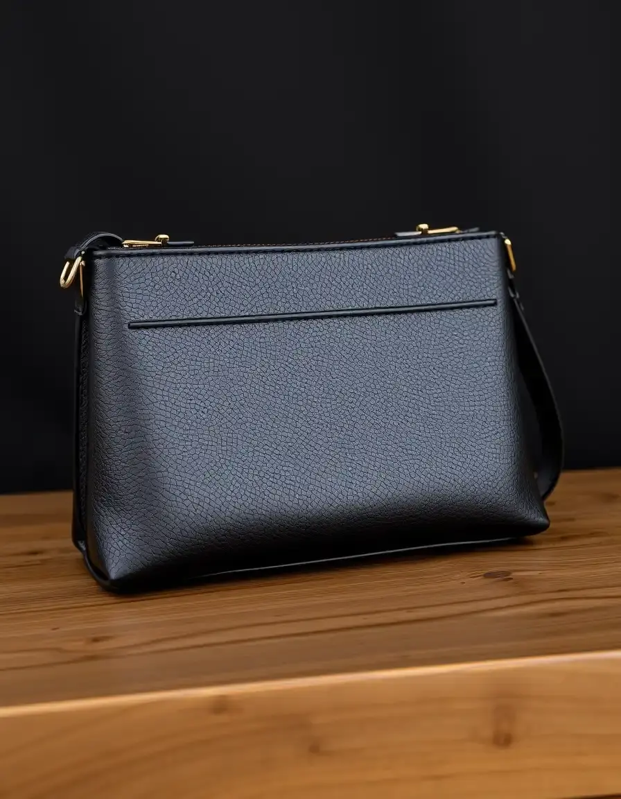 Borsa baguette nera in pelle slim