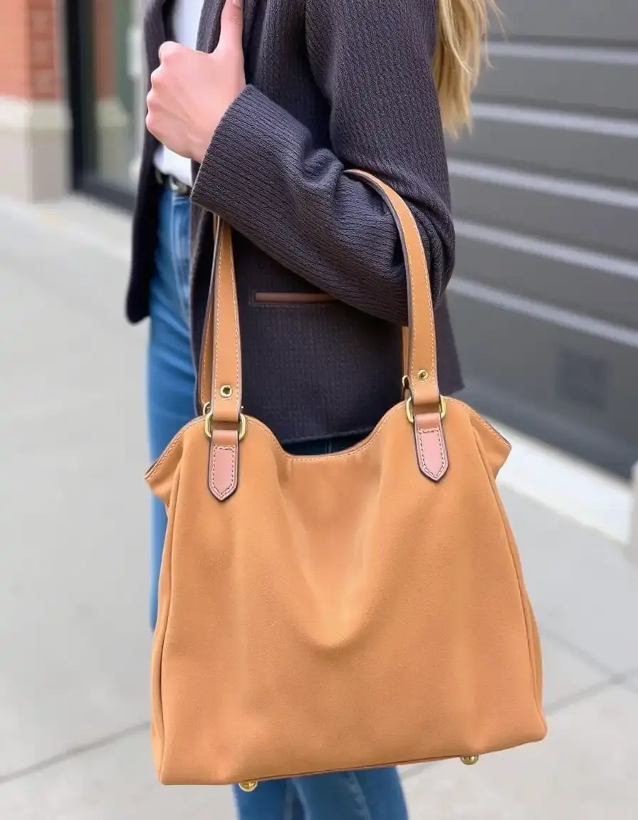 Borsa in camoscio beige elegante