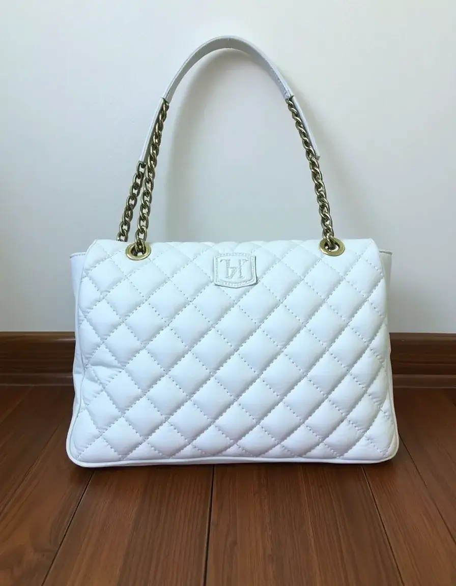 Borsa pelle tracolla bianca trapuntata lusso