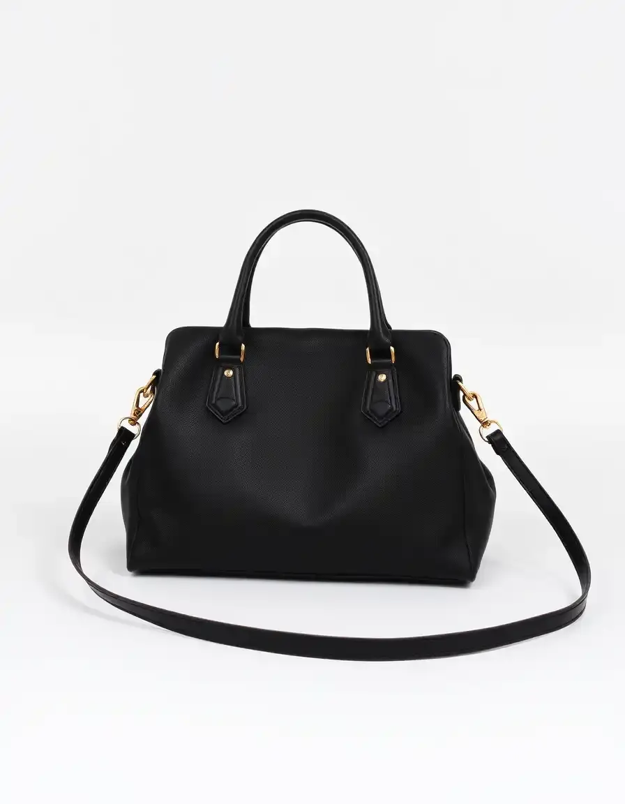 Elegante borsa di pelle nera da donna dal design moderno