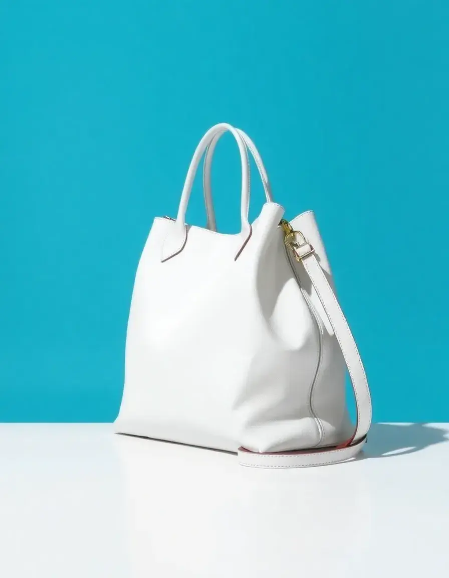 Grande borsa in pelle bianca spaziosa e alla moda