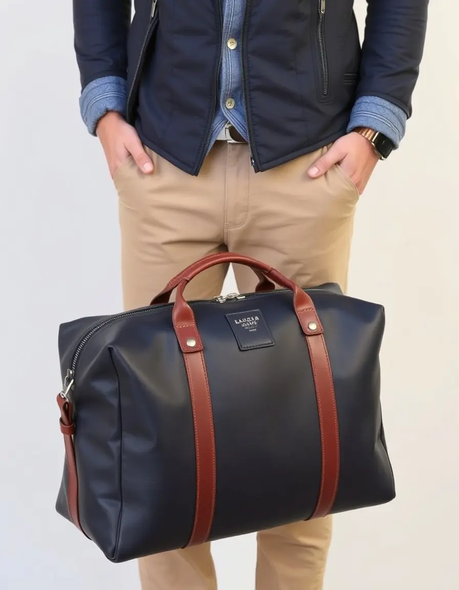 Borsa da viaggio navy in pelle elegante