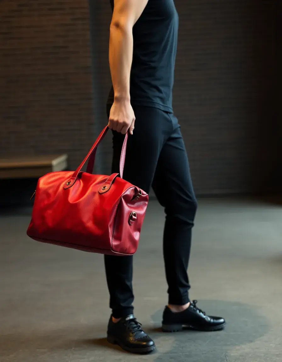 Borsa da palestra in pelle rossa audace