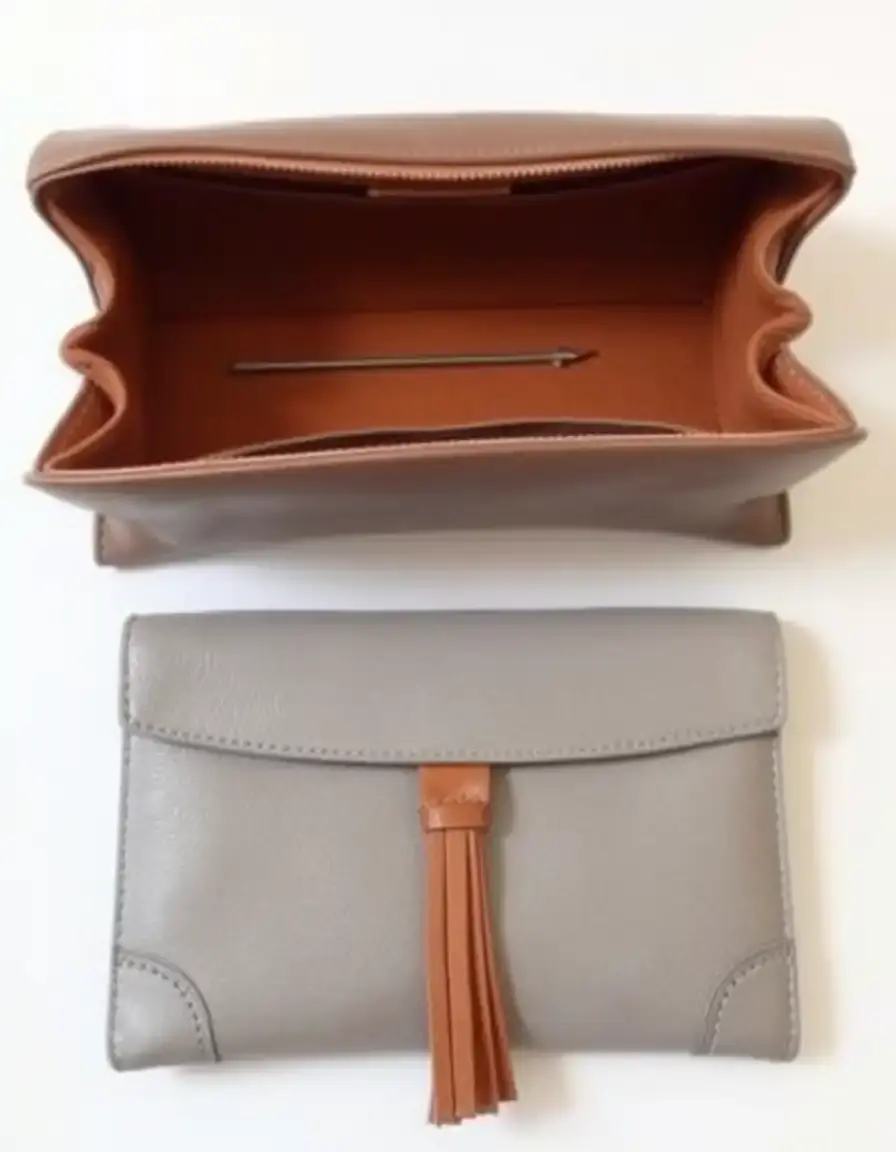Pochette clutch grigia in vera pelle morbida