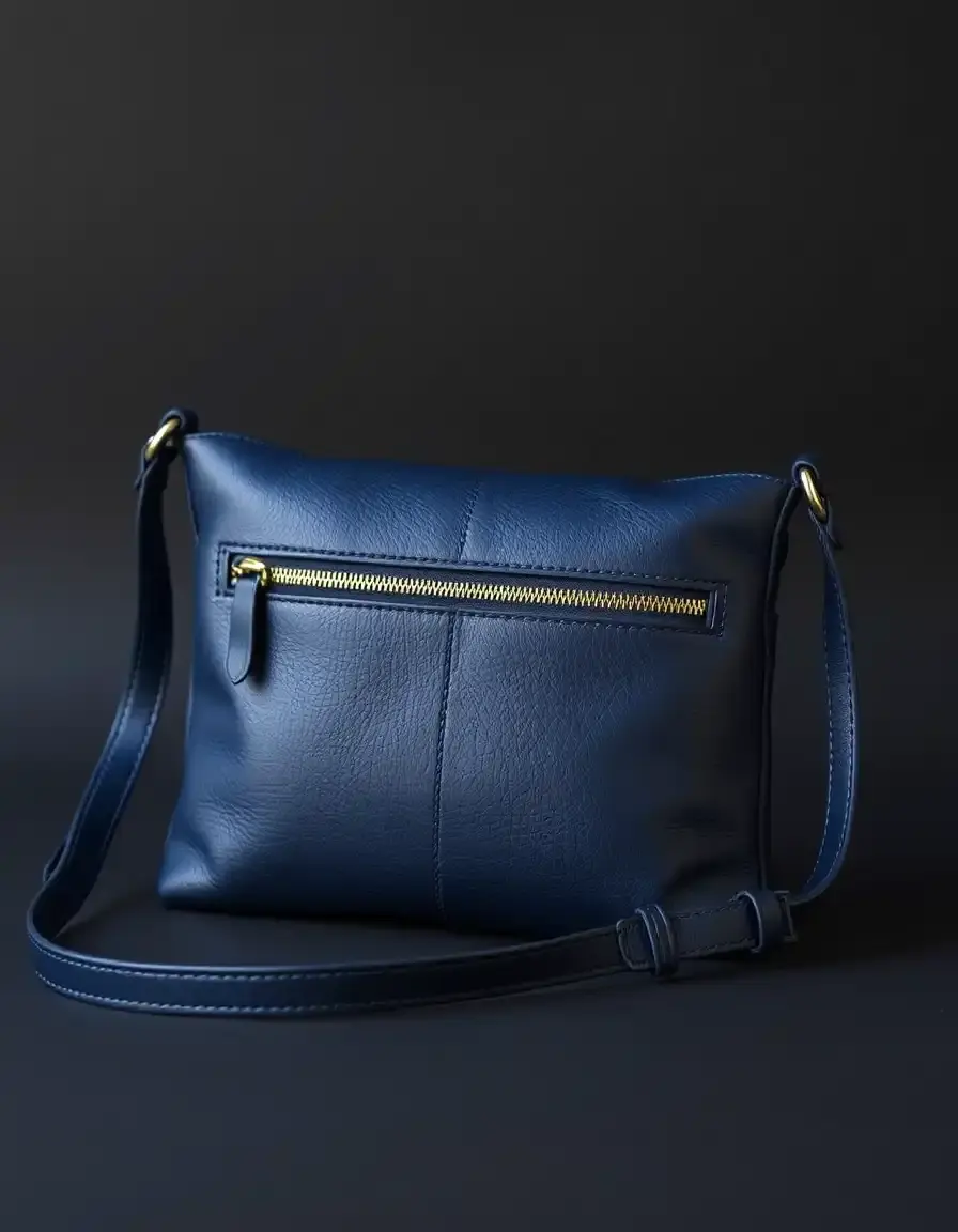 Borsa a tracolla blu navy in vera pelle