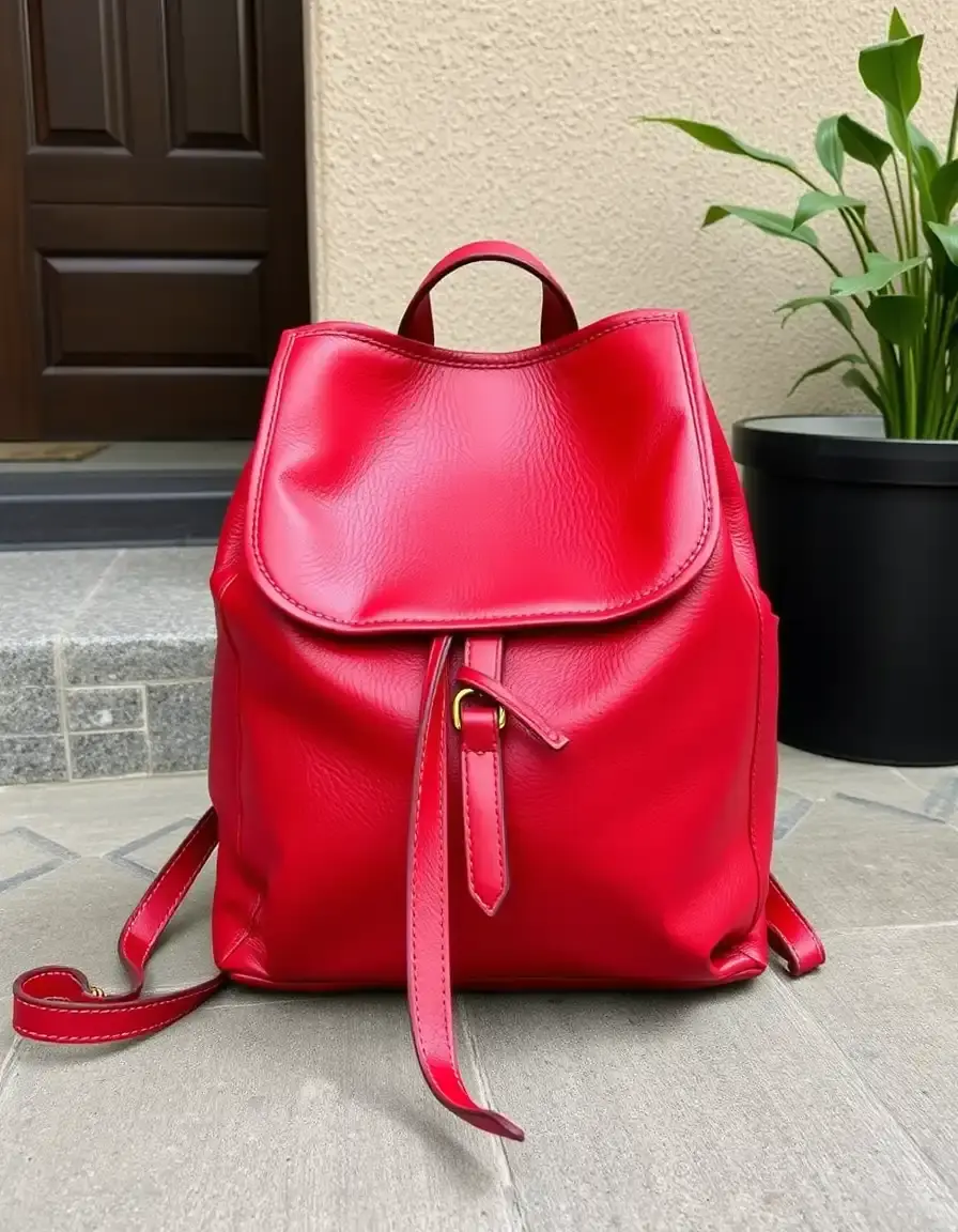 Zaino in vera pelle rossa vibrante