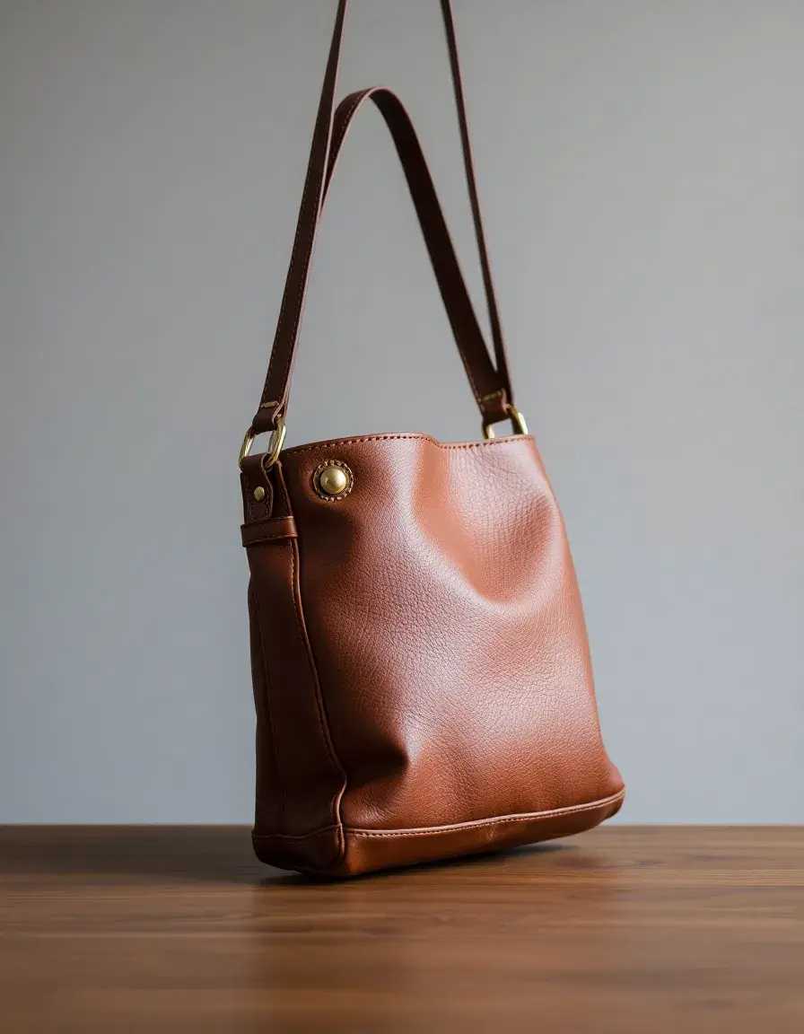 Borsa a spalla in vera pelle marrone stile vintage