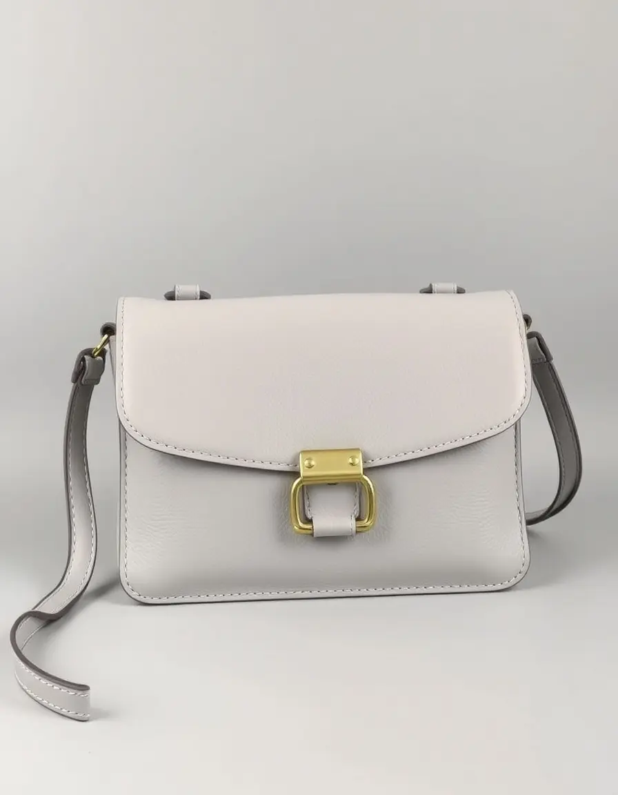 Borsa con patta in vera pelle grigia elegante