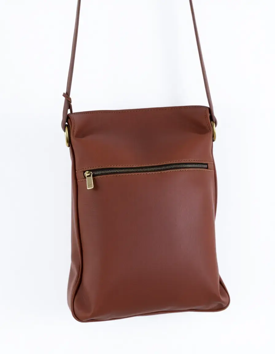 Borsa a tracolla marrone in vera pelle stile vintage