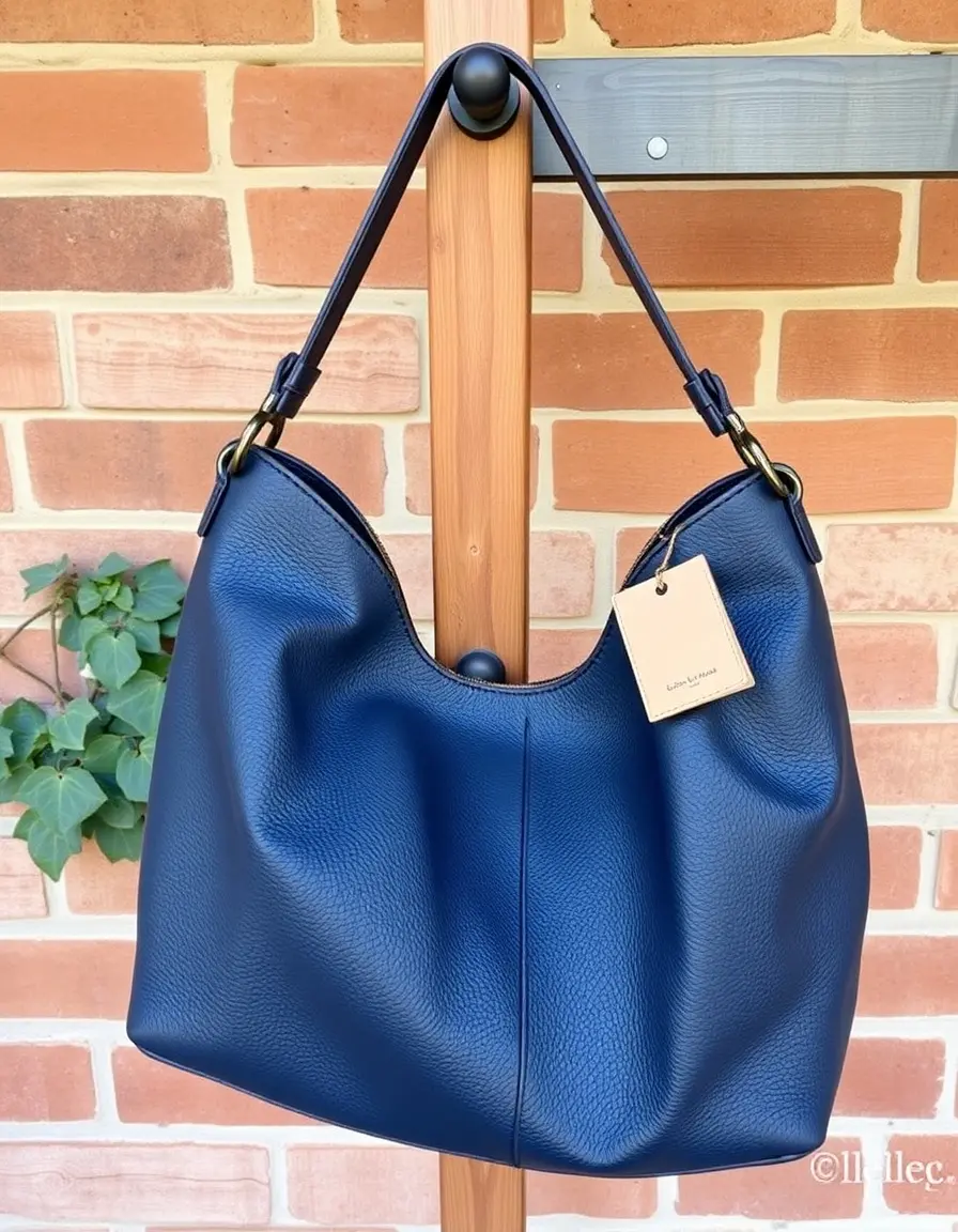 Borsa hobo blu navy in pelle morbida scontata