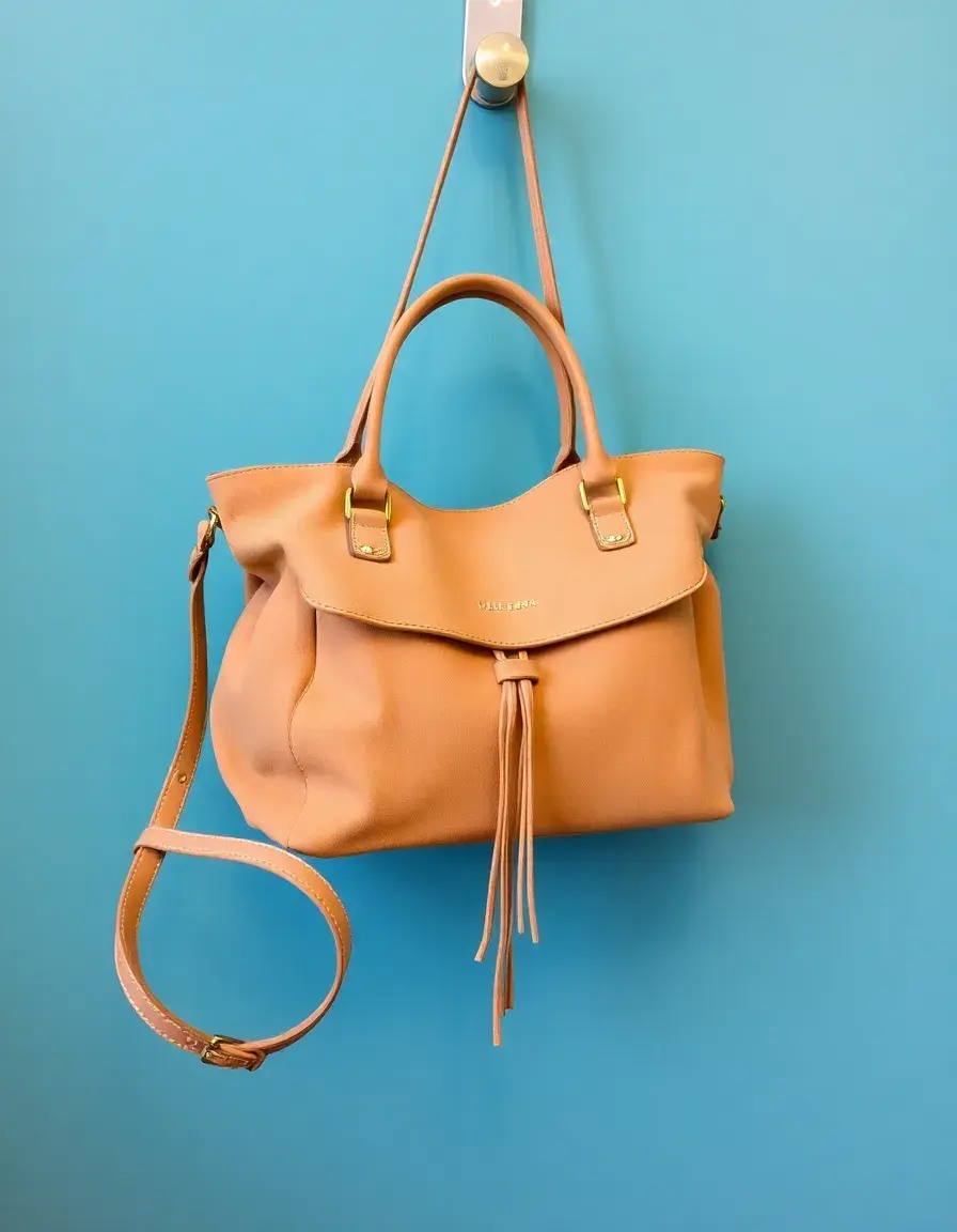Borsa in pelle scamosciata beige texture vellutata