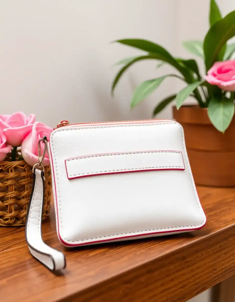 Piccola borsa portafoglio in pelle bianca minimalista