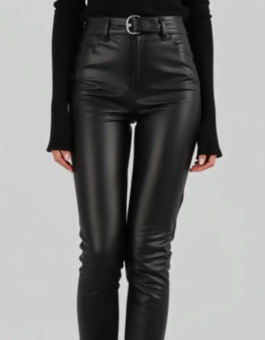 Pantaloni in pelle donna neri slim fit in vera pelle morbida