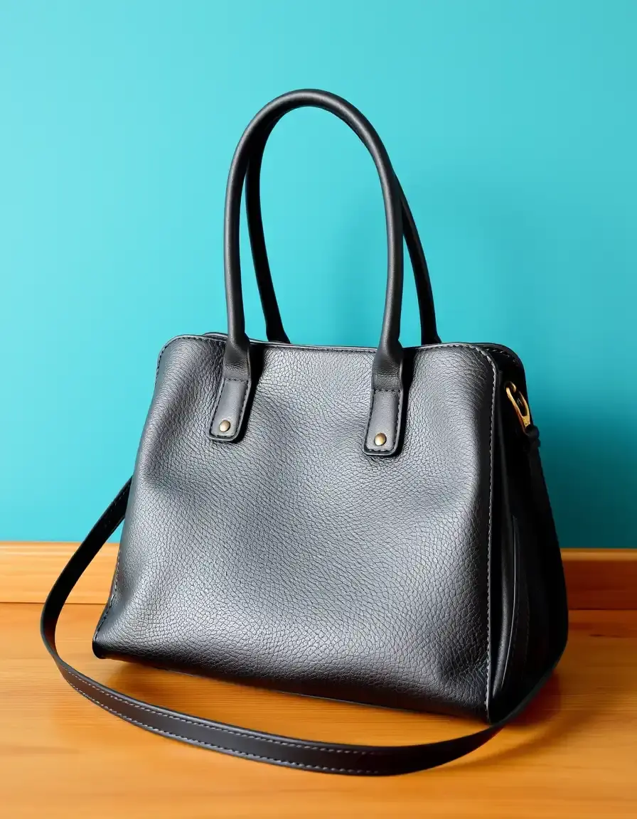 Borsa alla moda in pelle nera di tendenza