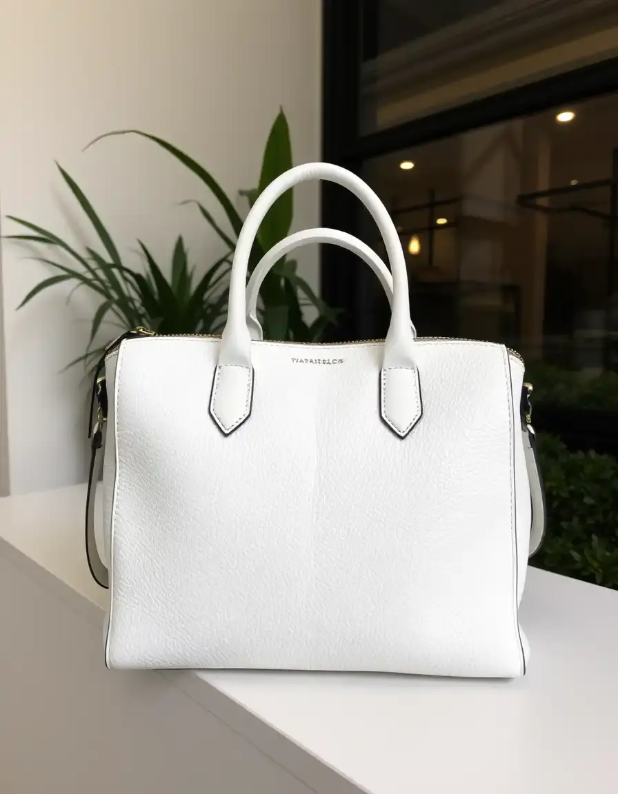 Borsa modello baguette in vera pelle bianca