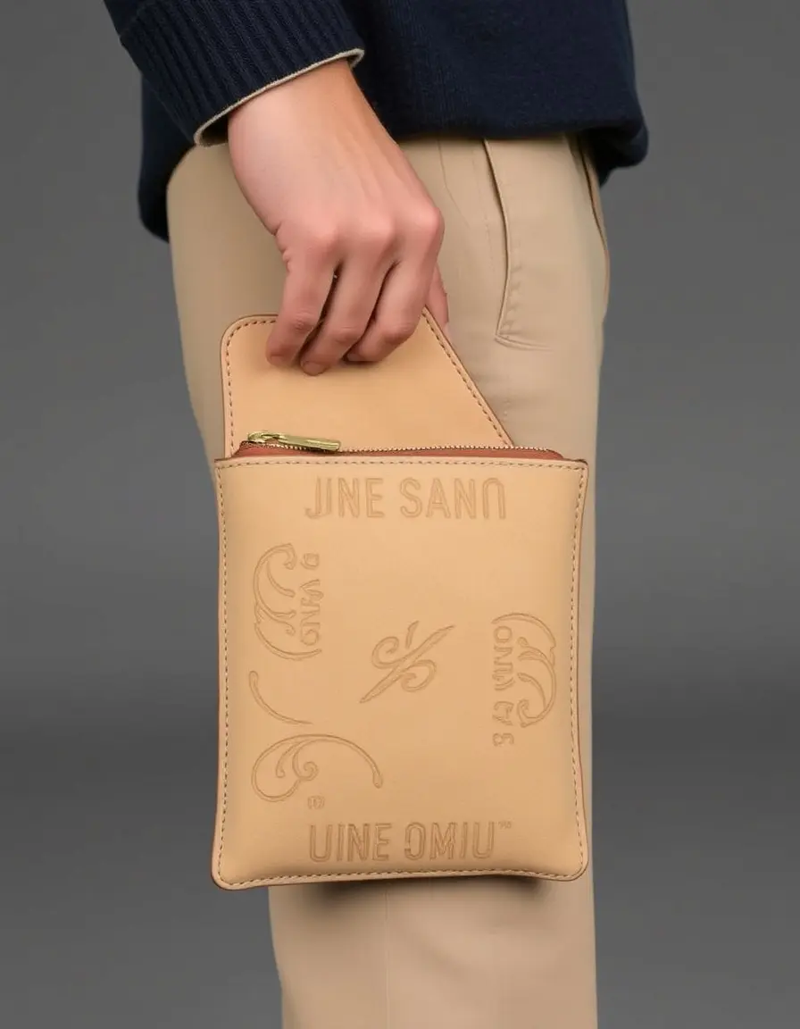 Borsello uomo in pelle scamosciata beige