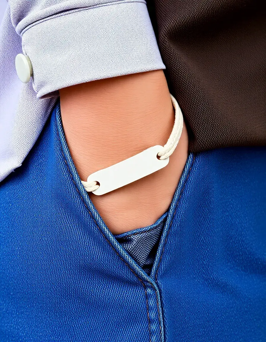 Bracciale pelle uomo bianco tipo ID moderno