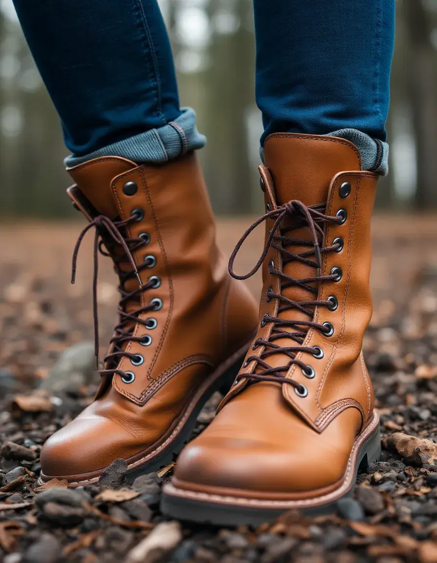 Stivali anfibi combat boots in pelle color sabbia tan