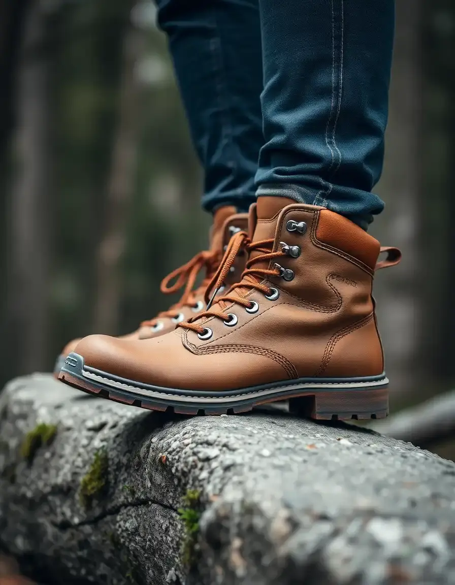 Stivali da trekking in pelle oliva resistenti all'esterno