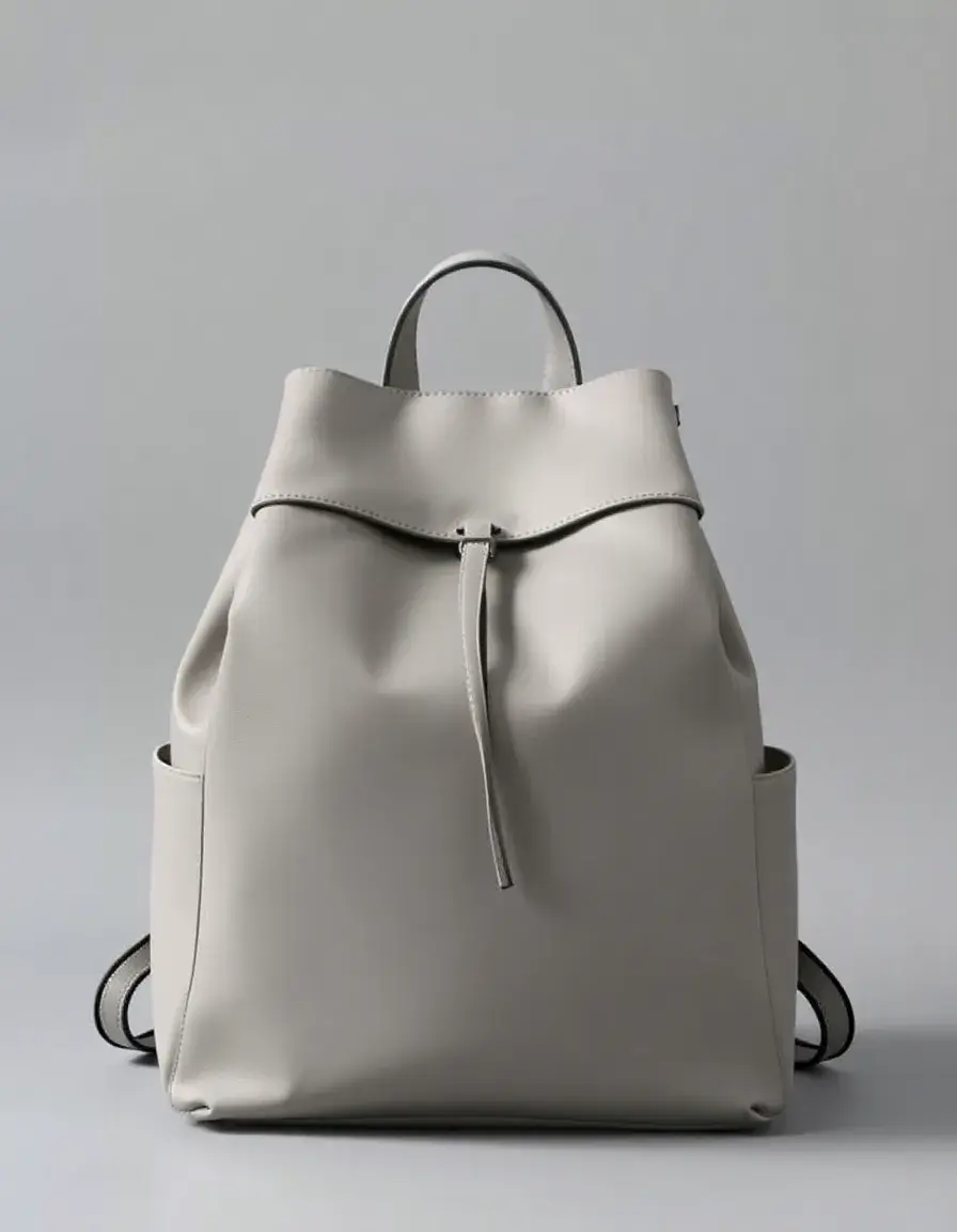 Zaino moderno pelle grigia design minimal uomo