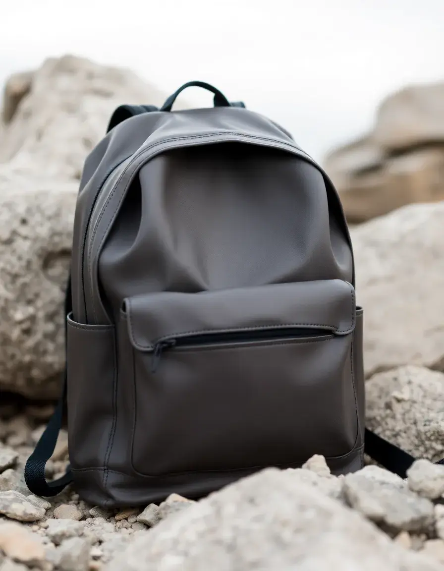 Zaino pelle uomo grigio sportivo moderno
