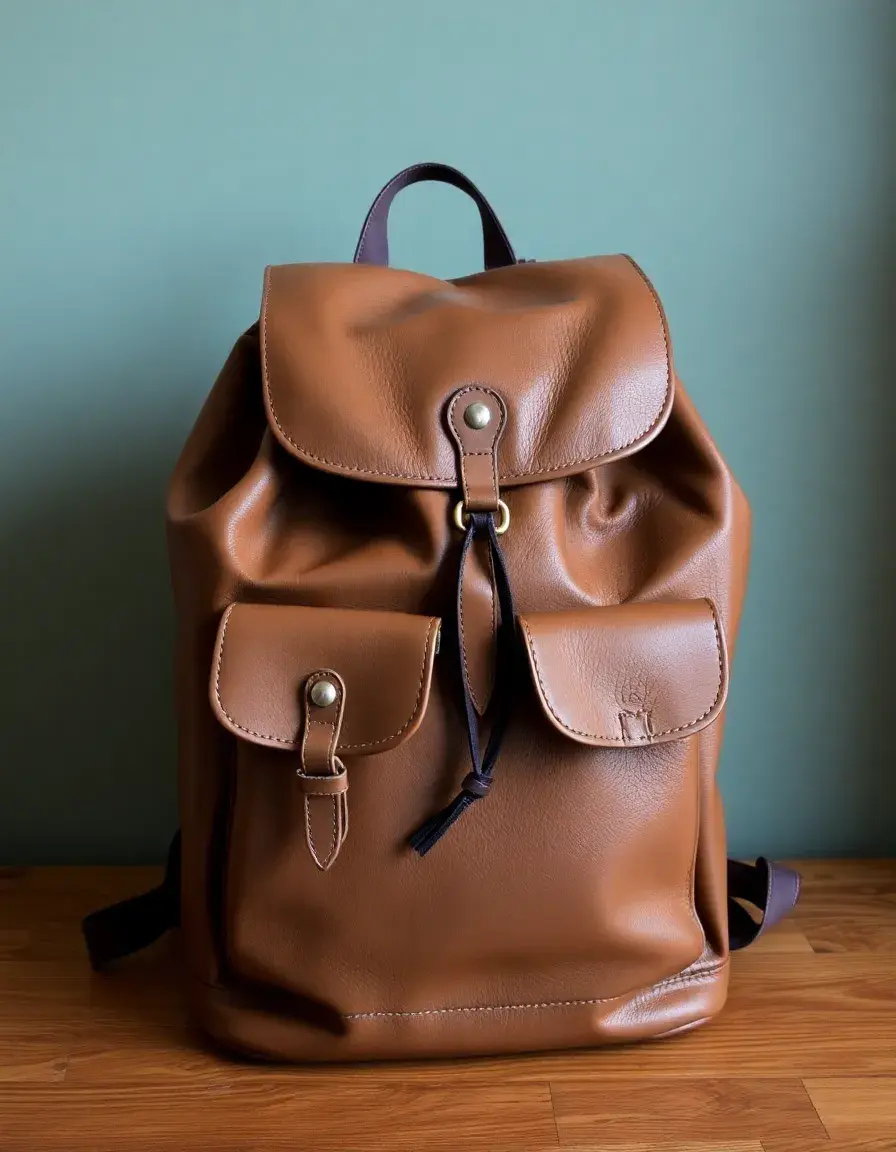 Zaino pelle uomo oliva vintage stile retro
