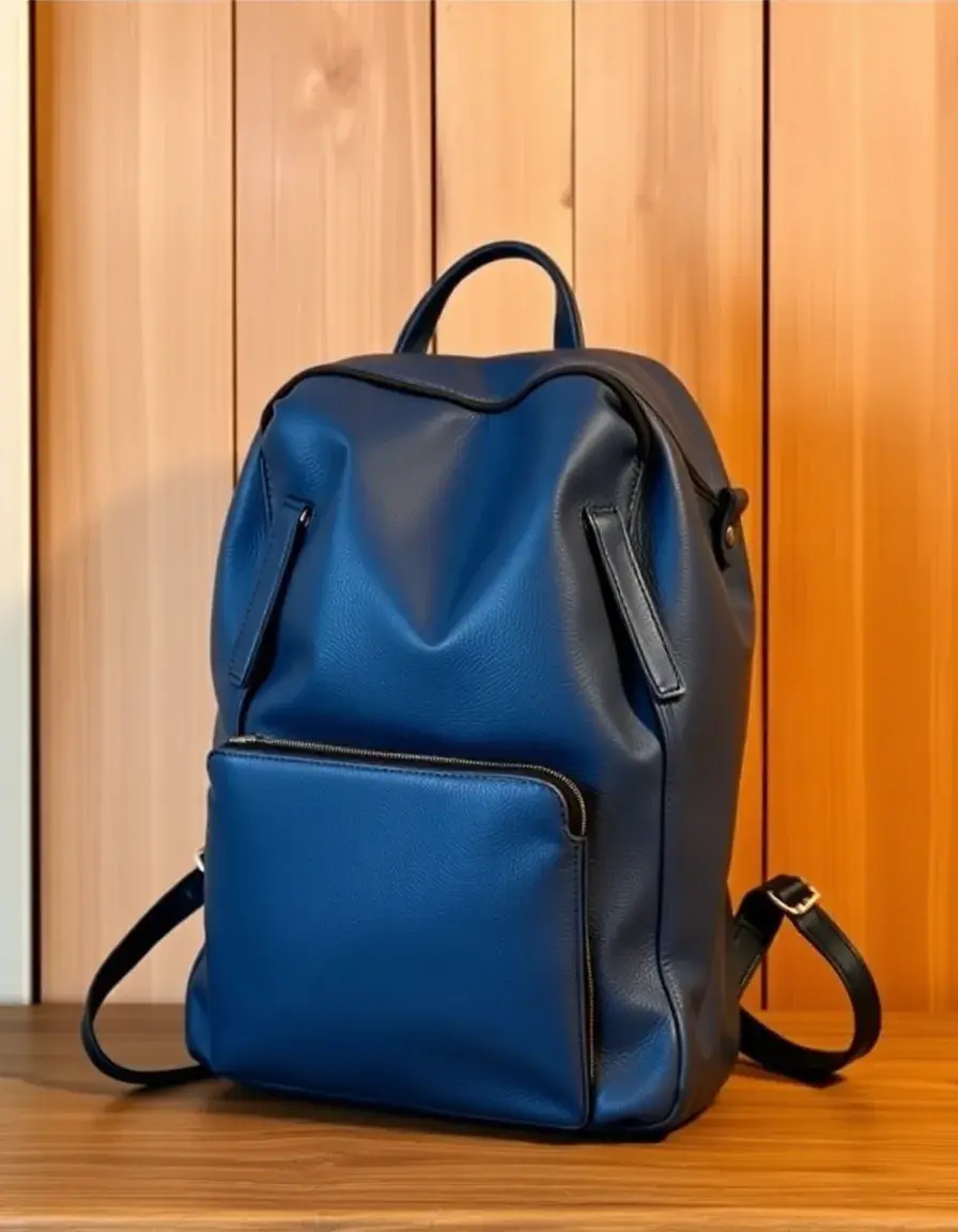 Zaino pelle uomo blu moderno contemporaneo