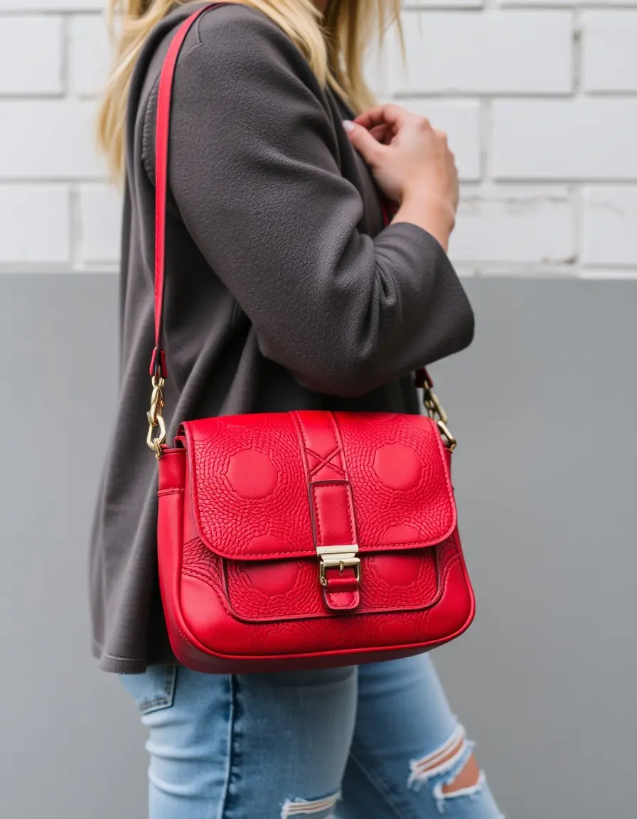Borsa tracolla pelle rossa alla moda