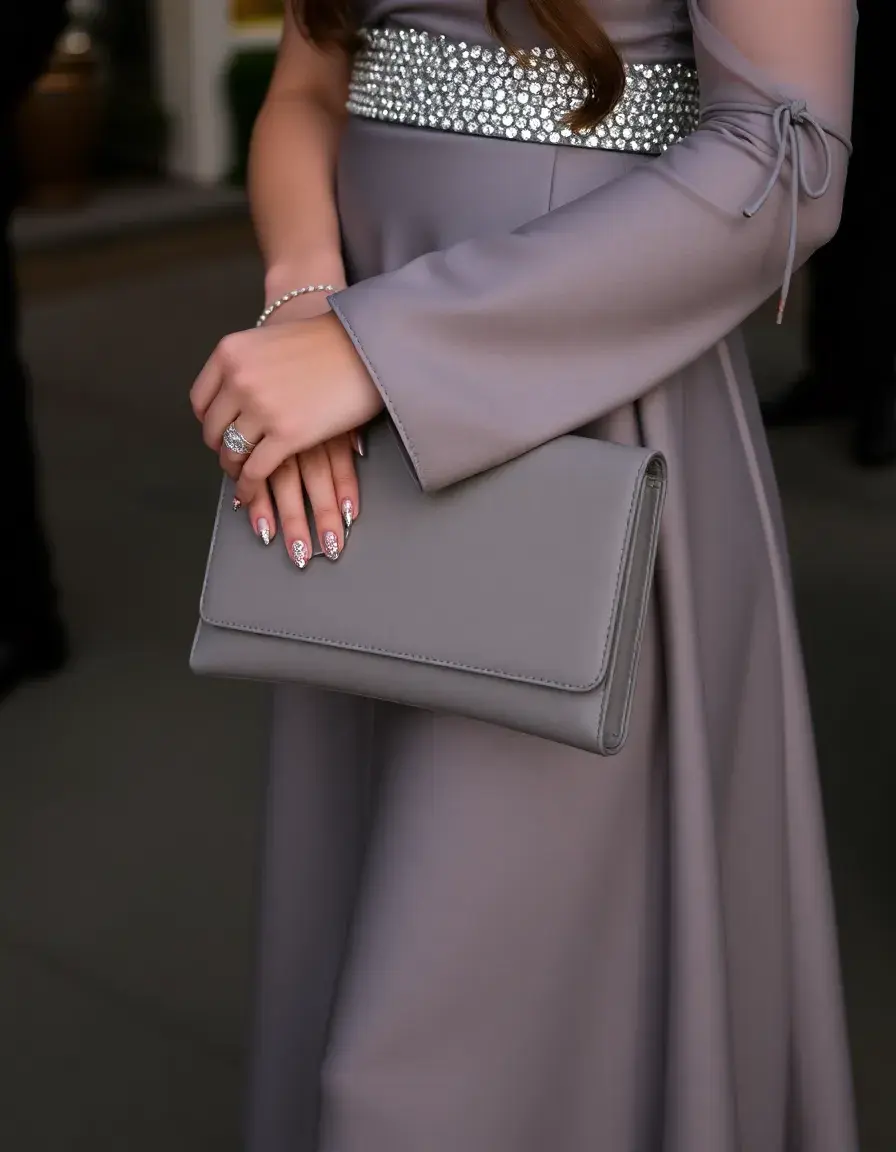 Clutch pelle grigia per eventi serali