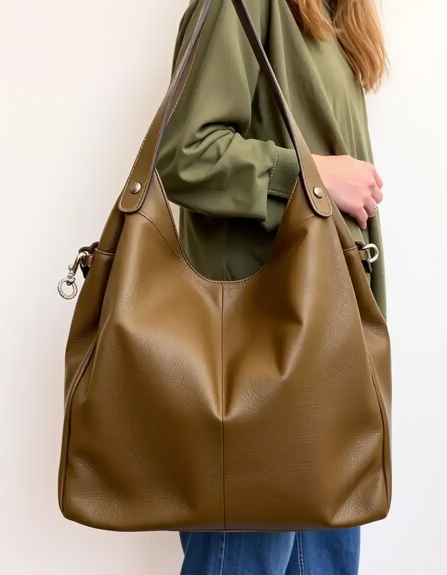 Borsa hobo pelle oliva design morbido