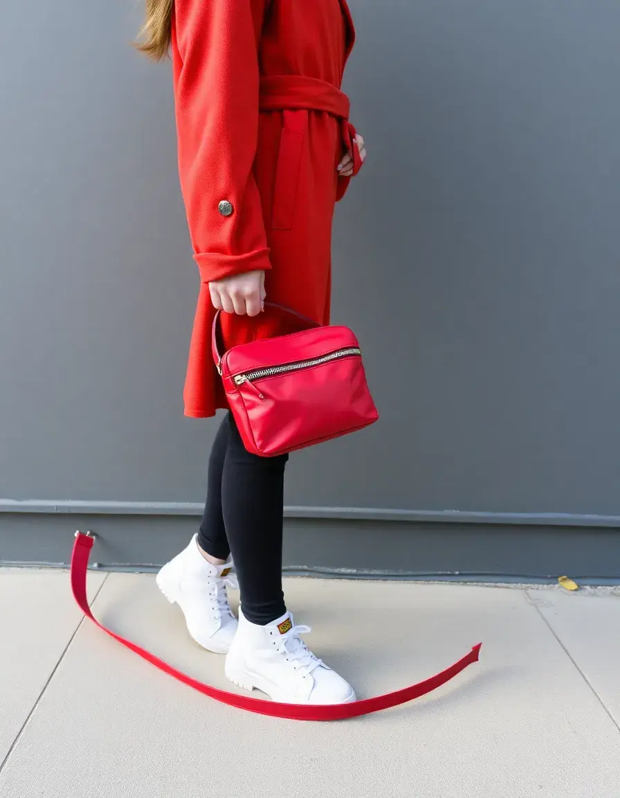 Marsupio in pelle rossa alla moda e compatto