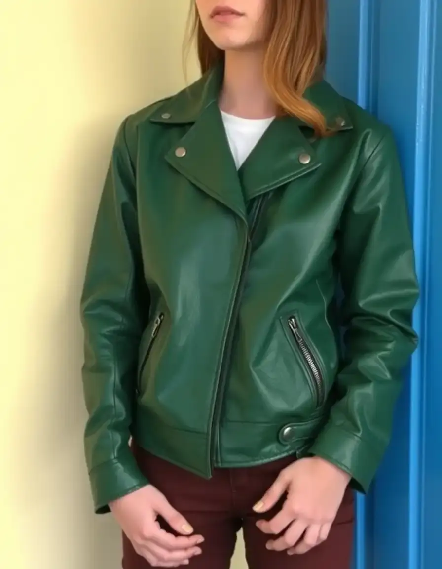 Giacca vintage in pelle verde uomo stile retro