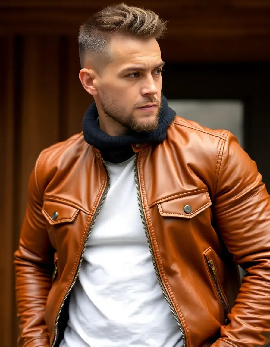 Giacca in pelle cuoio resistente stile aviatore