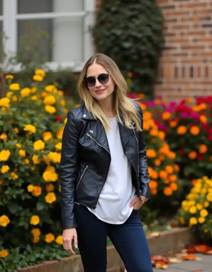 Giubbotto in pelle blu navy intramontabile