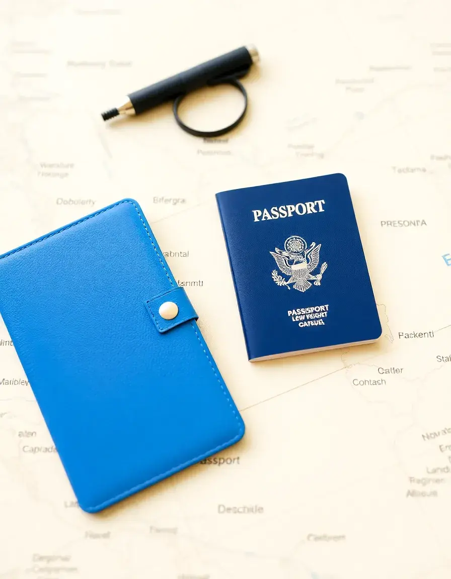 Porta passaporto uomo pelle blu