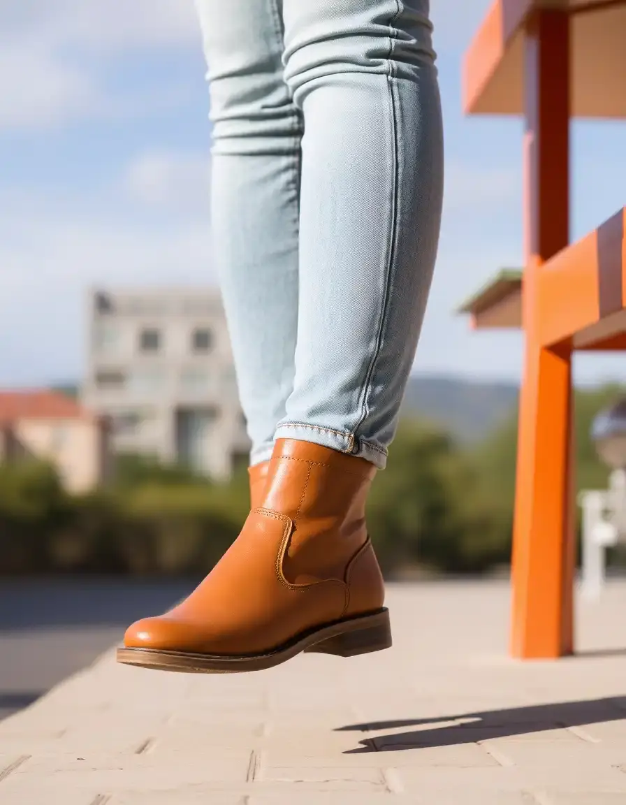 Stivali bassi in pelle donna color cuoio per uno stile quotidiano confortevole