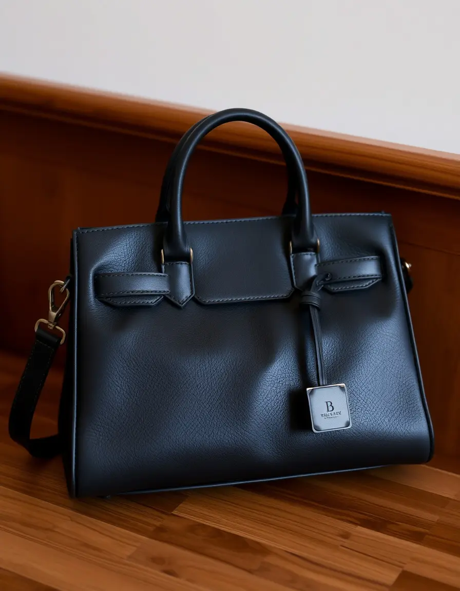 Borsa in pelle nera classica ed elegante