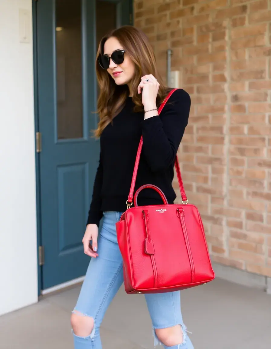 Borsa in pelle rossa alla moda