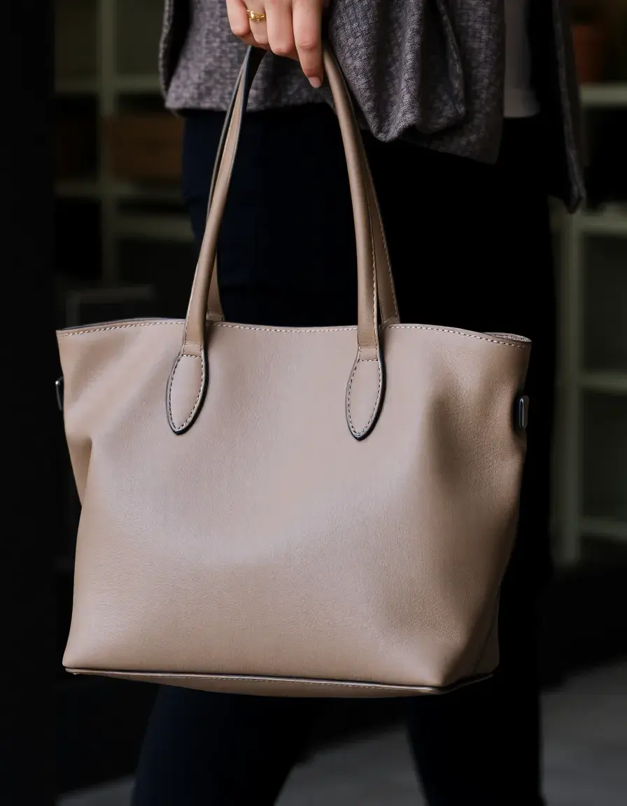 Borsa casual in pelle grigia