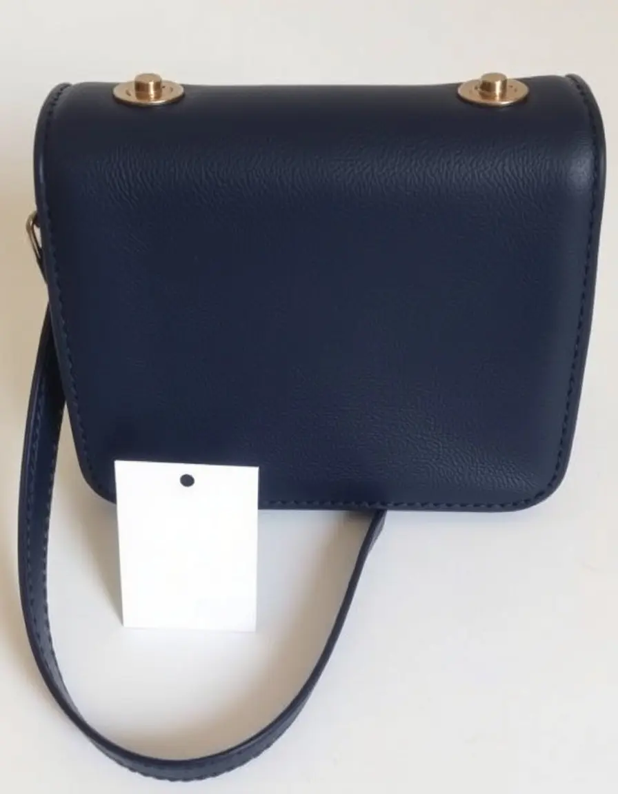 Borsa compatta in pelle blu navy