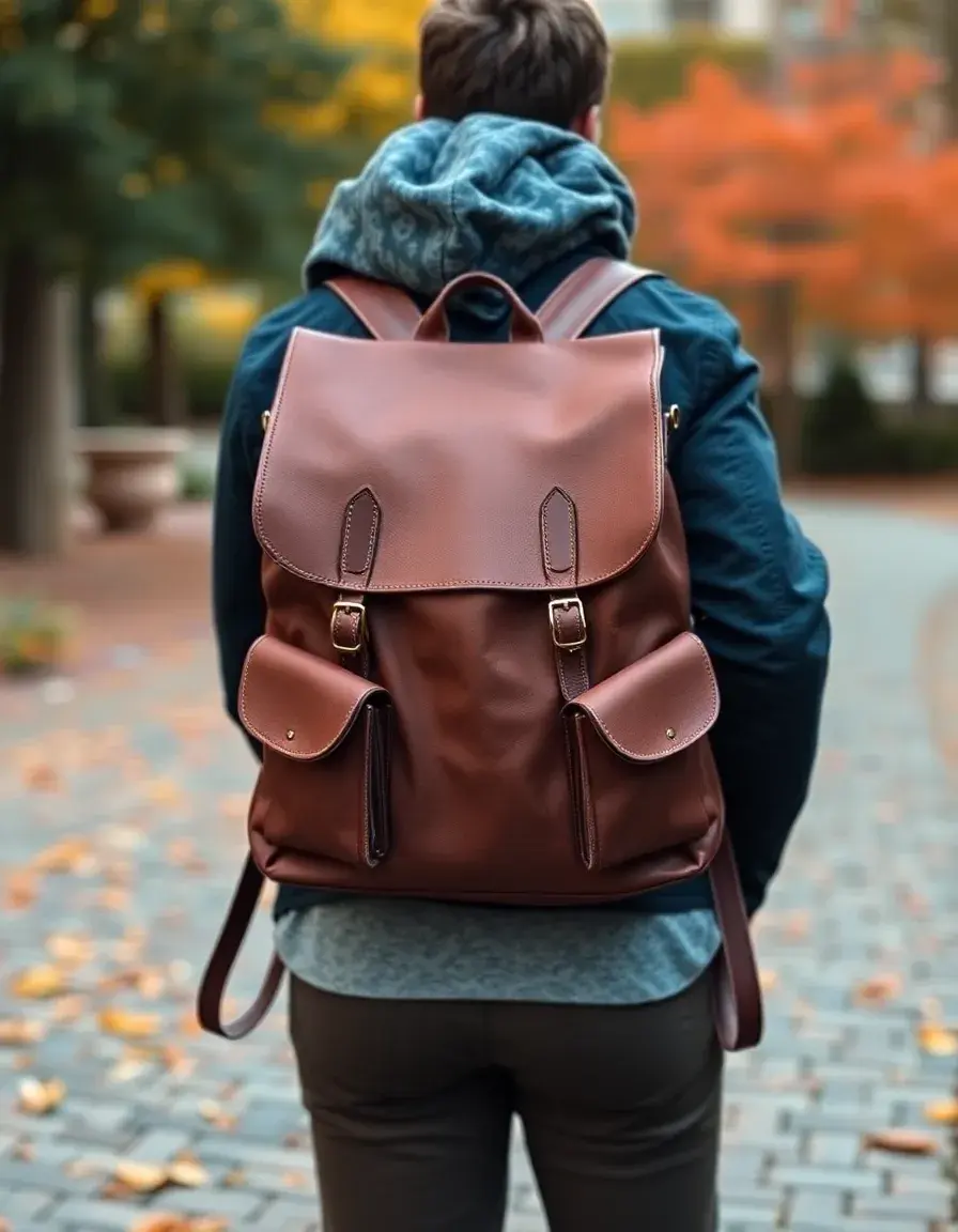 Zaino uomo in pelle verde oliva stile avventura