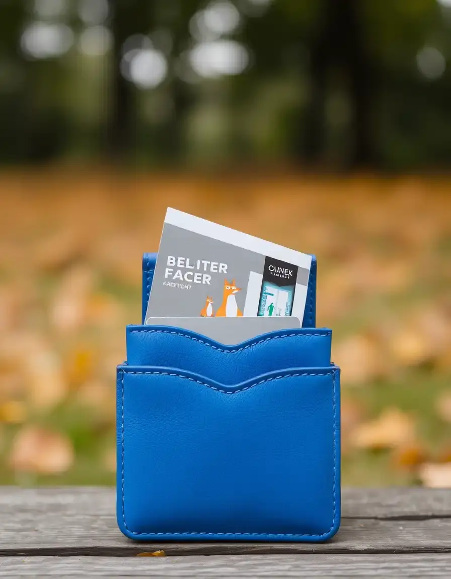 Mini borsa portafoglio uomo in pelle blu compatta