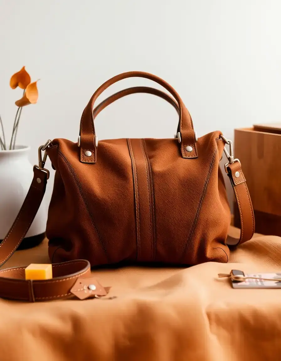 Borsa scamosciata marrone morbida stile vintage
