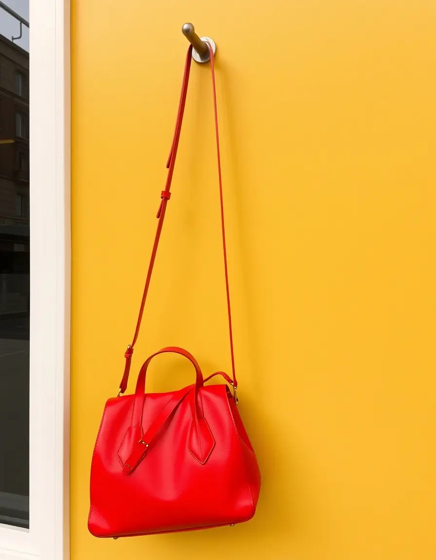Borsa di pelle rossa vibrante ed elegante per un look deciso