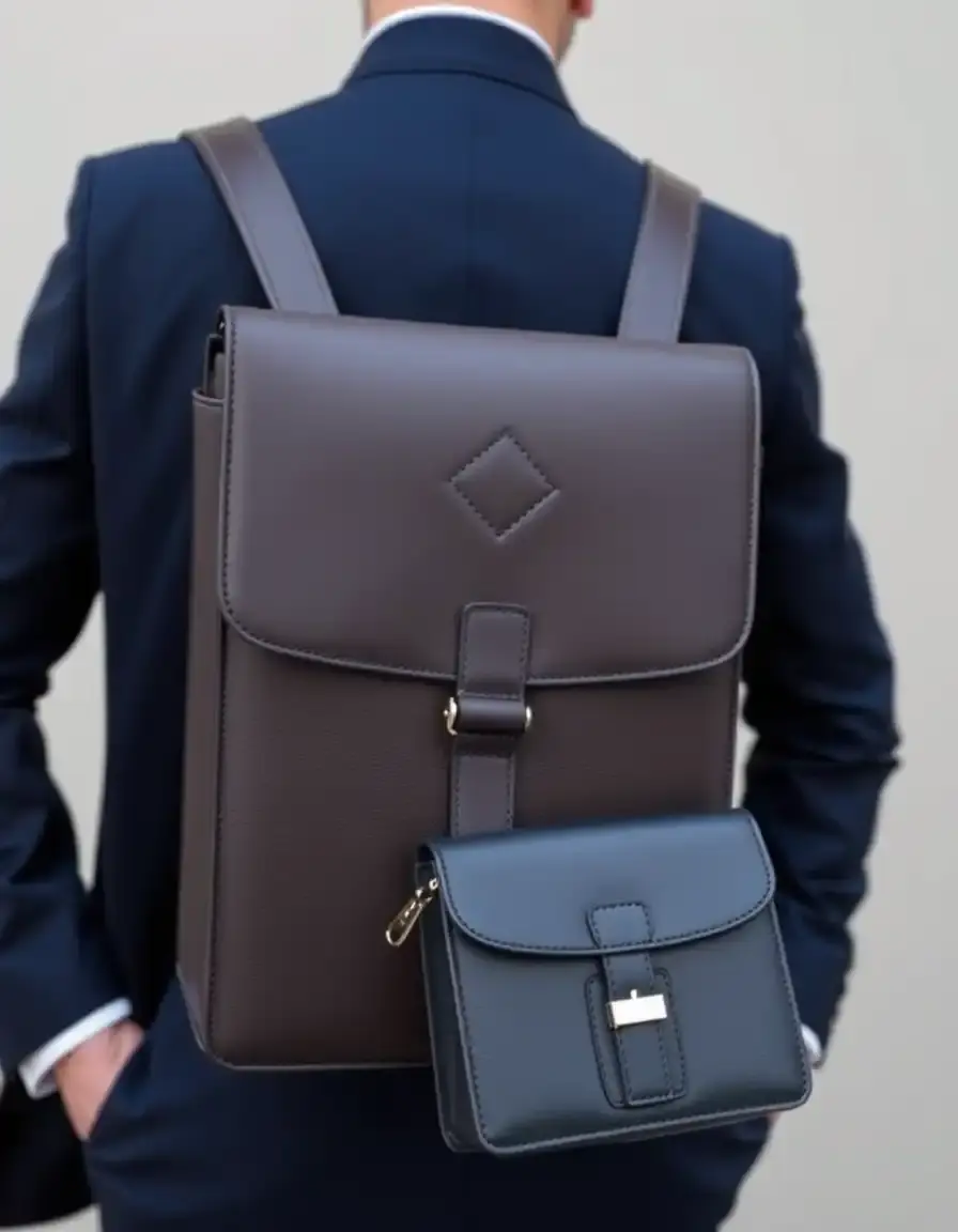 Elegante borsa di pelle blu navy per contesti formali e professionali