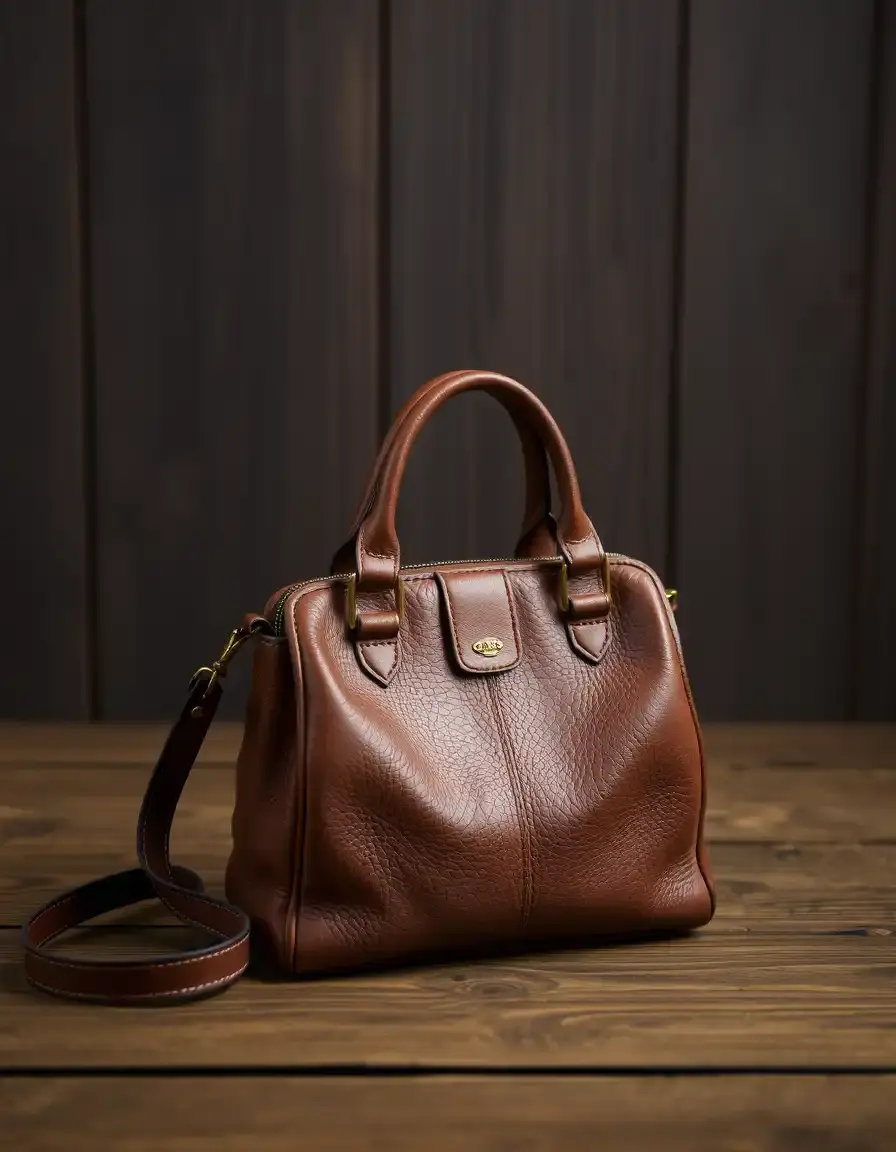 Borsa a tracolla in pelle marrone stile retro vintage
