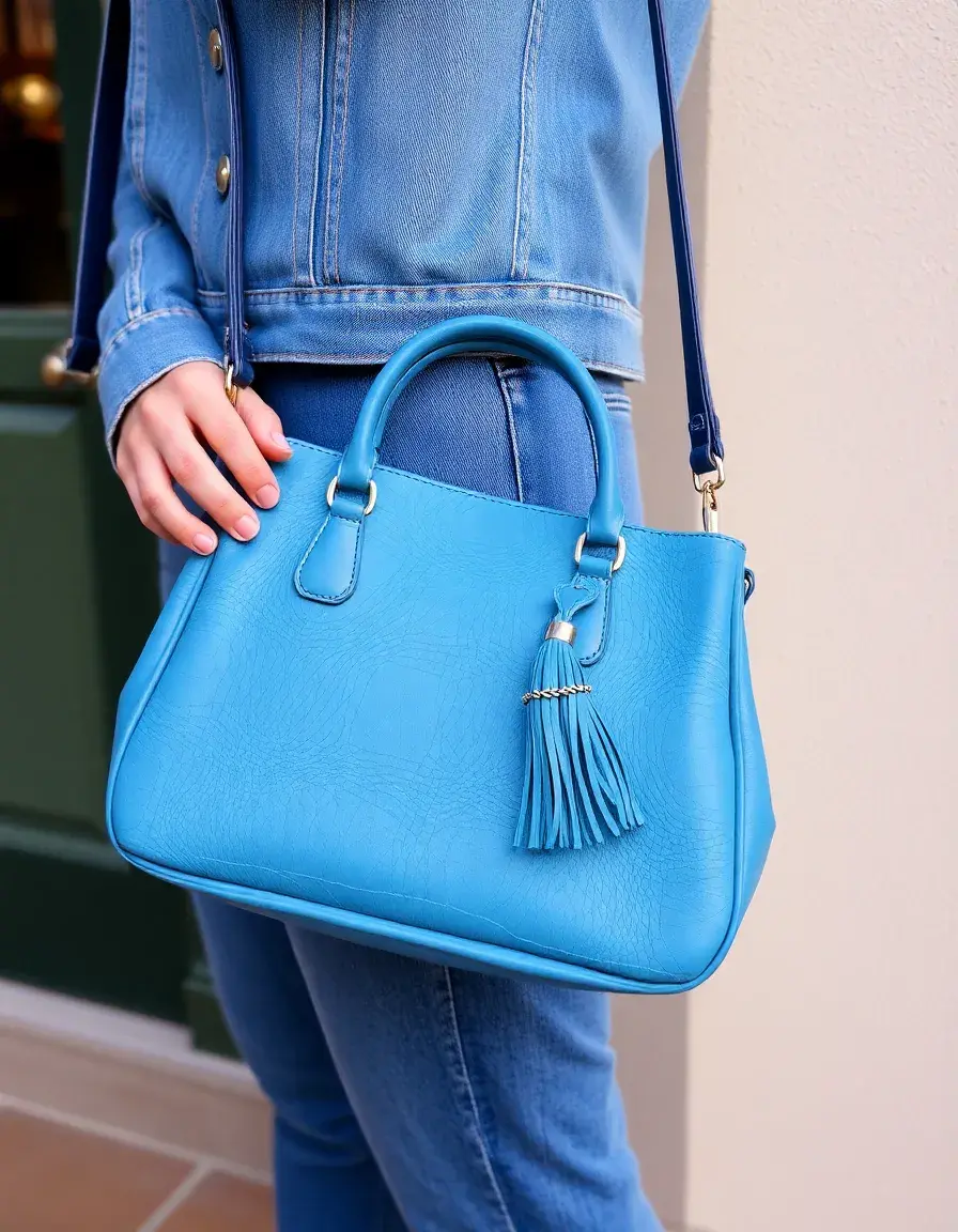 Borsa a mano in pelle blu notte originale e resistente