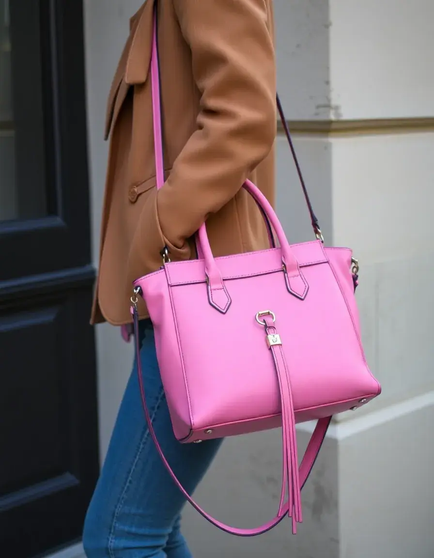 Borsa donna in pelle rosa cipria delicata e chic