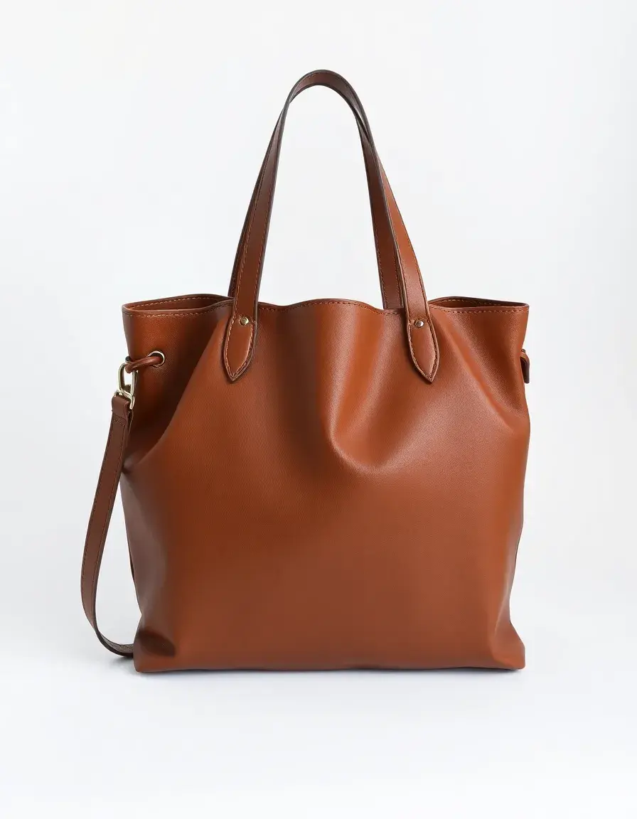 Elegante borsa tote da donna in pelle marrone vista frontale